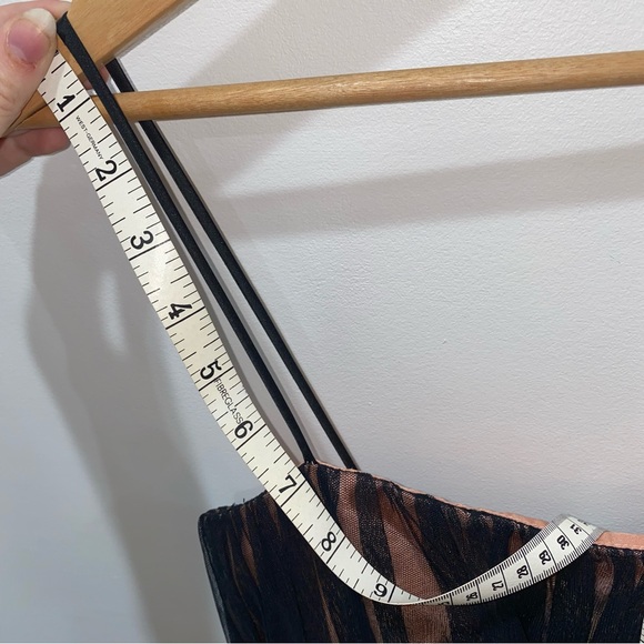 Betsy & Adam Black/Pink Midi Dress, Sheer black lace over pink satin, Size 8 - Picture 6 of 10